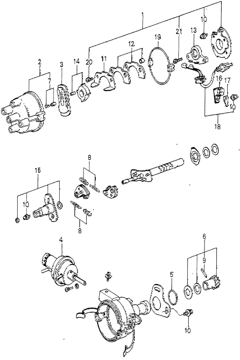 1980 accord STD 3 DOOR 5MT DISTRIBUTOR COMPONENTS (4) diagram