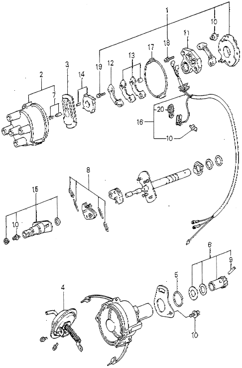 1981 accord LX 3 DOOR 5MT DISTRIBUTOR COMPONENTS (6) diagram