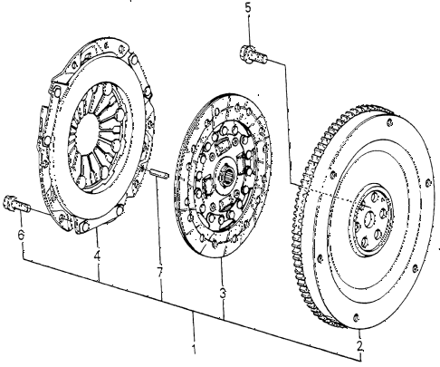 1979 accord LX 3 DOOR 5MT MT CLUTCH - FLYWHEEL diagram