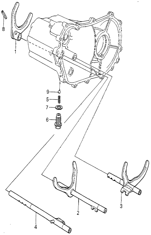 1981 accord DX 4 DOOR 5MT MT SHIFT FORK diagram