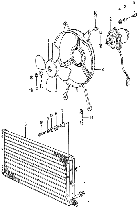 1980 accord DX 4 DOOR 5MT A/C AIR CONDITIONER (CONDENSER) diagram