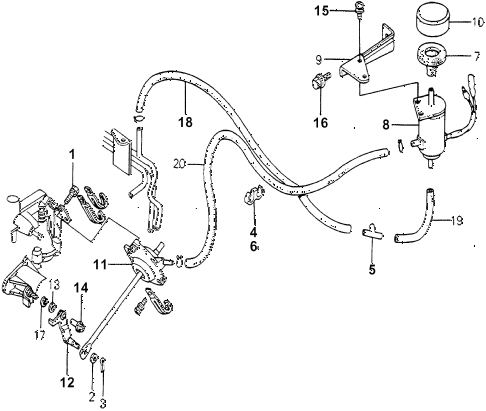 1980 accord DX 4 DOOR 5MT A/C SOLENOID VALVE - TUBING diagram