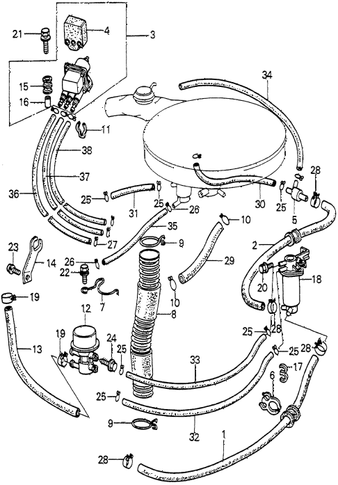 1979 prelude ** 2 DOOR 5MT AIR CLEANER TUBING (1) diagram