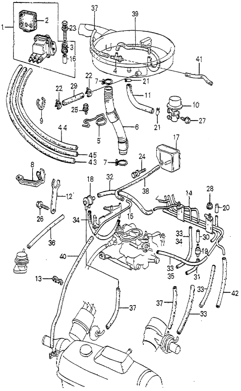 1980 prelude ** 2 DOOR HMT AIR CLEANER TUBING (2) diagram
