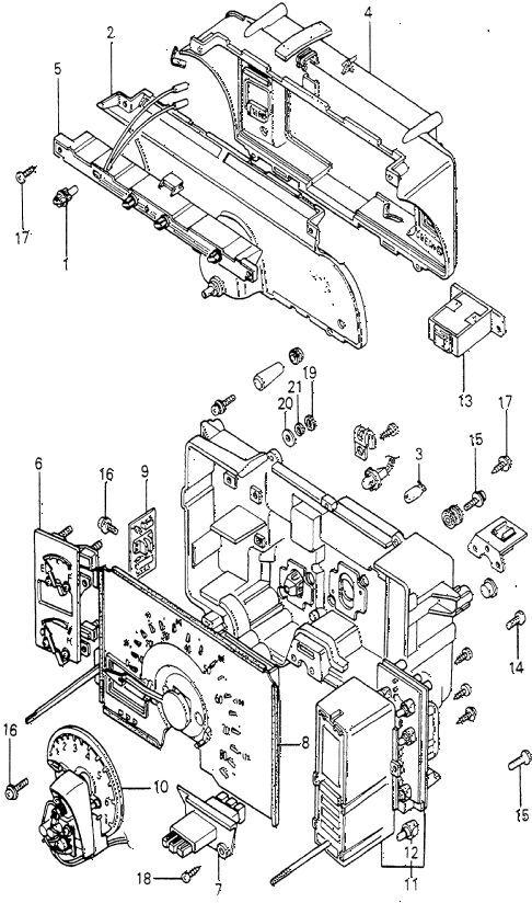 1980 prelude ** 2 DOOR 5MT SPEEDOMETER COMPONENTS (1) diagram