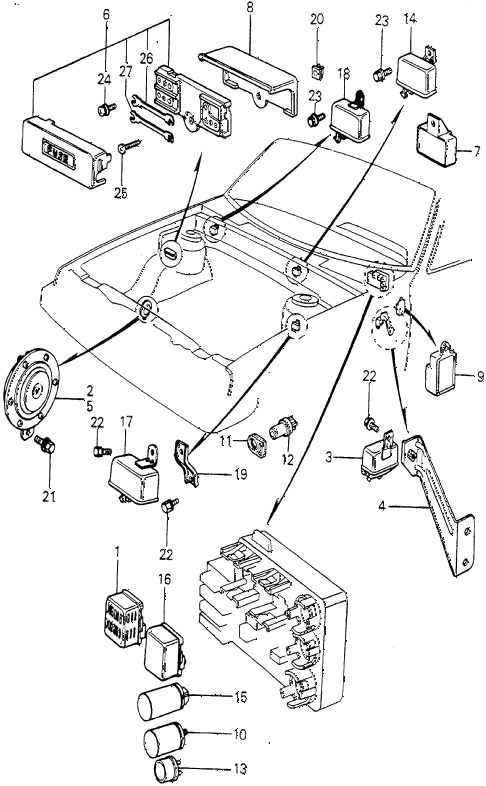 1982 prelude ** 2 DOOR 5MT FUSE BOX - RELAY - HORN diagram 1982 prelude ** 2 DOOR 5MT FUSE BOX - RELAY - HORN diagram