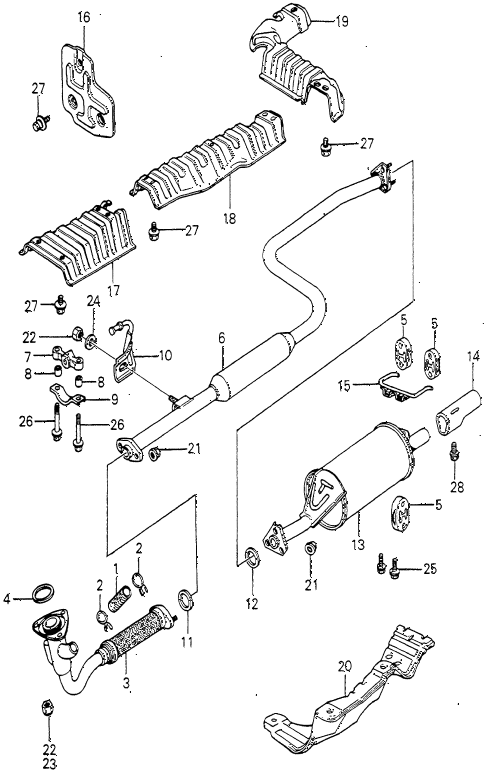 1980 prelude ** 2 DOOR 5MT EXHAUST SYSTEM (1) diagram 1980 prelude ** 2 DOOR 5MT EXHAUST SYSTEM (1) diagram
