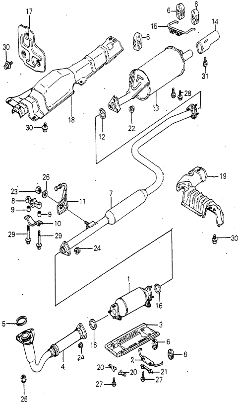 1980 prelude ** 2 DOOR HMT EXHAUST SYSTEM (2) diagram