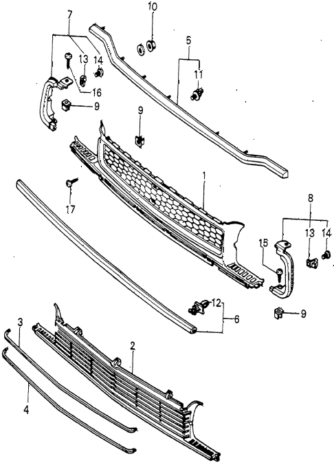 1982 prelude ** 2 DOOR HMT FRONT GRILLE diagram 1982 prelude ** 2 DOOR HMT FRONT GRILLE diagram