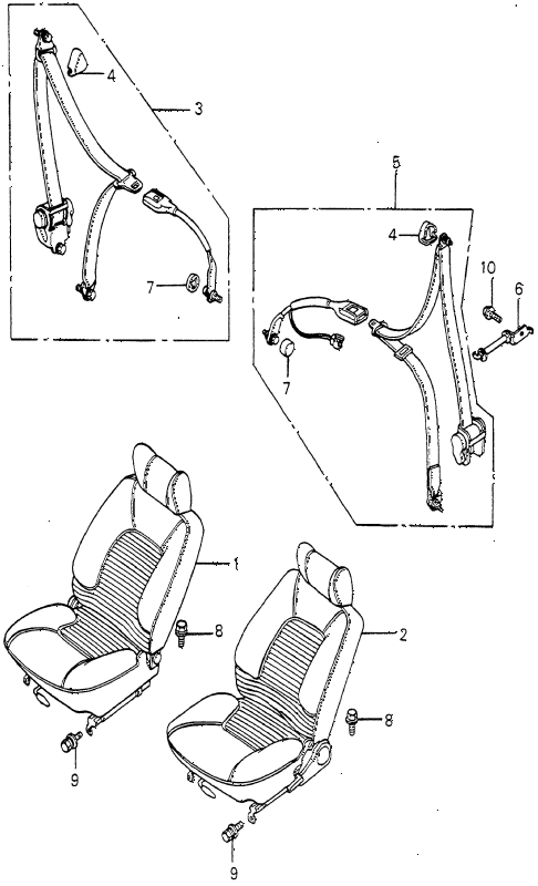 1980 prelude ** 2 DOOR 5MT FRONT SEAT - SEAT BELT diagram 1980 prelude ** 2 DOOR 5MT FRONT SEAT - SEAT BELT diagram