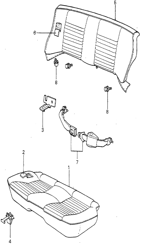 1980 prelude ** 2 DOOR HMT REAR SEAT - SEAT BELT (1) diagram