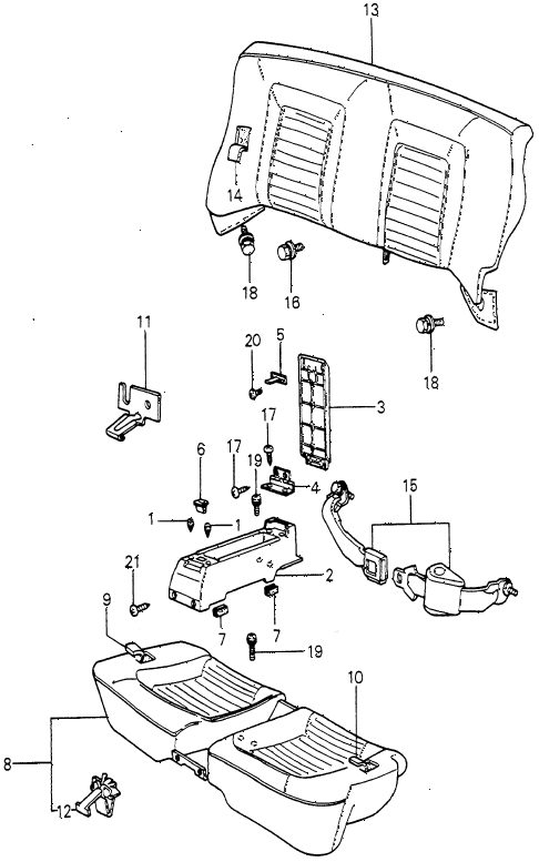 1982 prelude ** 2 DOOR HMT REAR SEAT - SEAT BELT (2) diagram
