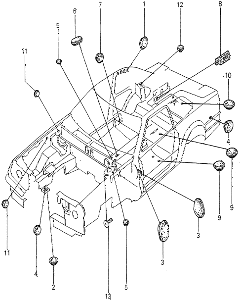 1982 prelude ** 2 DOOR HMT GROMMET - PLUG diagram