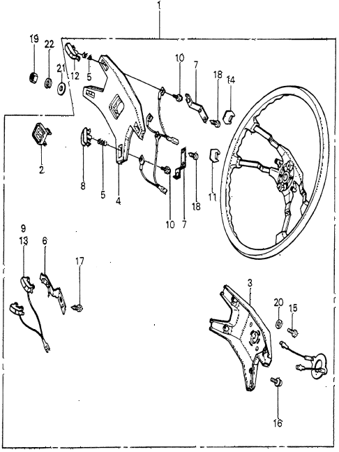 1980 prelude ** 2 DOOR HMT STEERING WHEEL (1) diagram