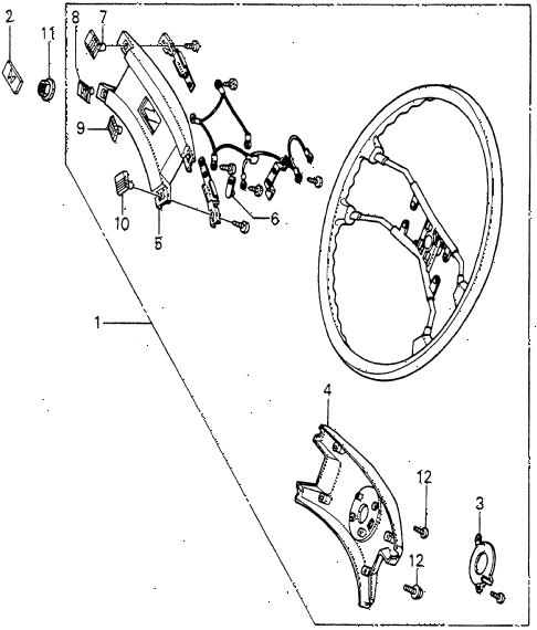 1982 prelude ** 2 DOOR HMT STEERING WHEEL (2) diagram