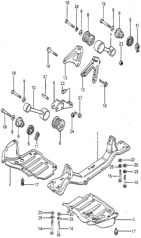 1980 prelude ** 2 DOOR HMT TORQUE ROD - CENTER BEAM diagram