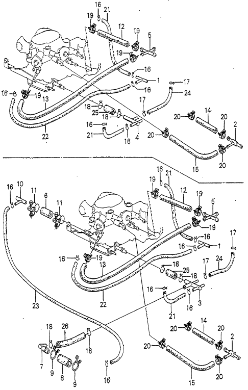1979 prelude ** 2 DOOR 5MT FUEL TUBING (1) diagram