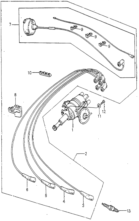 1980 prelude ** 2 DOOR 5MT DISTRIBUTOR - SPARK PLUG (1) diagram