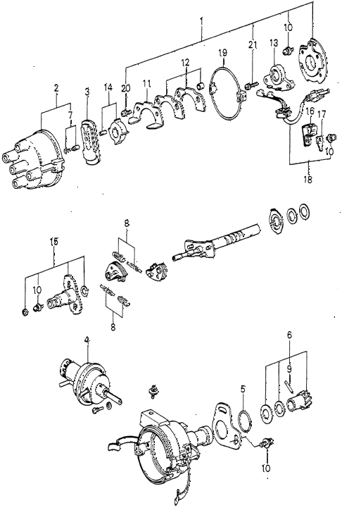 1980 prelude ** 2 DOOR 5MT DISTRIBUTOR COMPONENTS (4) diagram