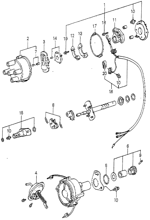 1982 prelude ** 2 DOOR 5MT DISTRIBUTOR COMPONENTS (7) diagram