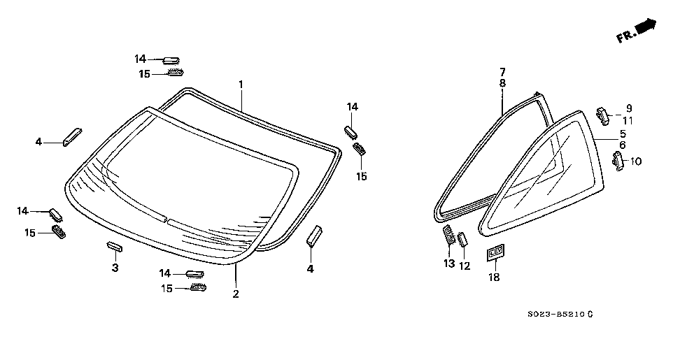 73210-S02-A01 - MOLDING, RR. WINDSHIELD