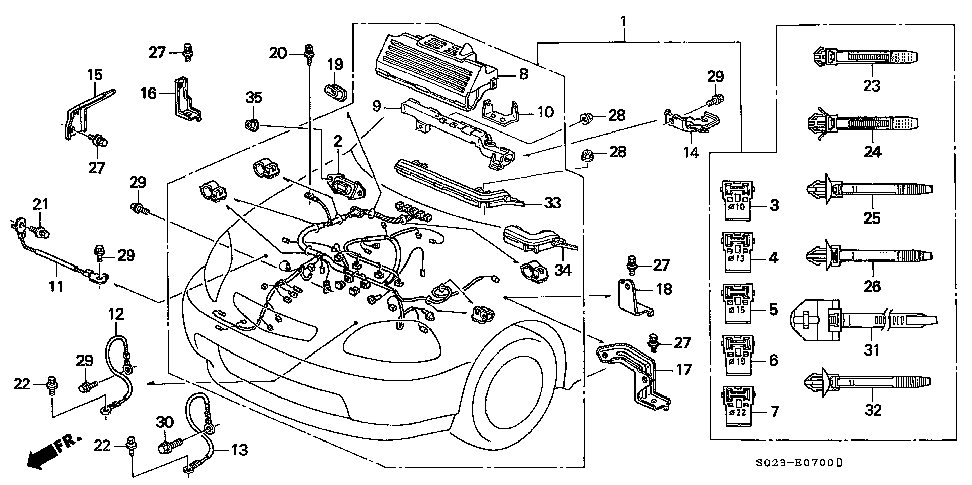32753-P3Y-G00 - STAY P, ENGINE WIRE HARNESS