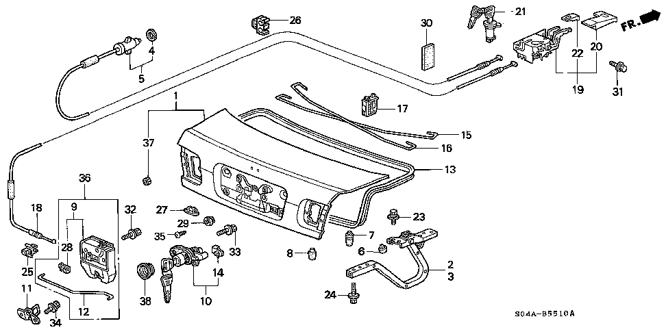 74871-S1G-A00 - SPRING, R. TRUNK OPENER
