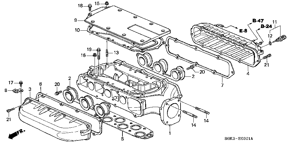 17107-P8E-A21 - GASKET, RR. IN. MANIFOLD CHAMBER