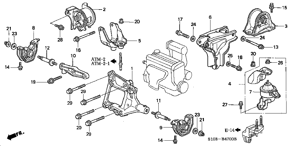 50828-S10-004 - RUBBER, ENGINE SIDE MOUNTING