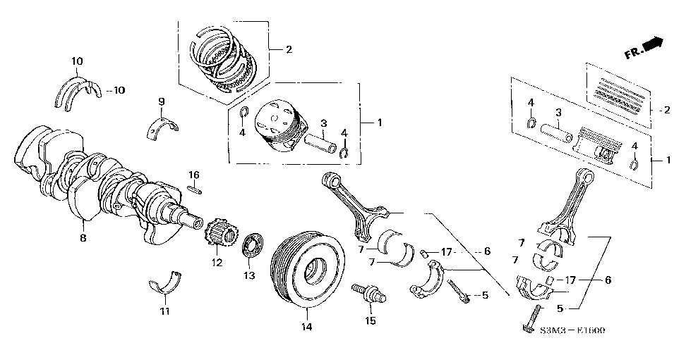 13214-P8F-A11 - BEARING D, CONNECTING ROD (YELLOW) (TAIHO)