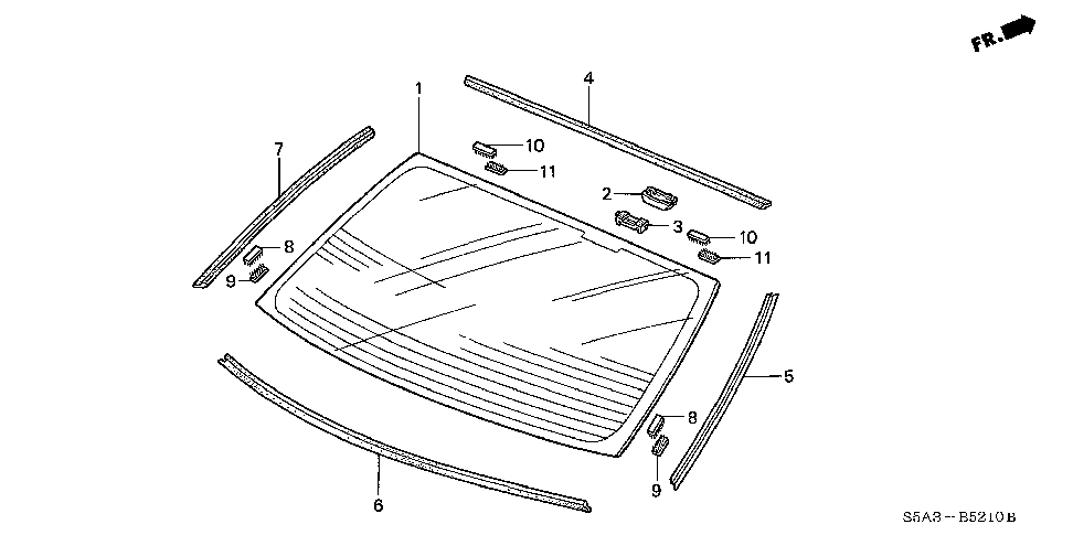 73251-S5A-003 - MOLDING, RR. WINDSHIELD (UPPER)