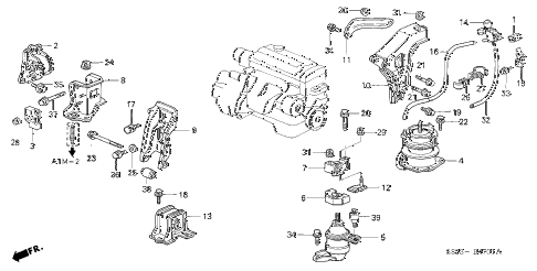 Honda online store : 1998 accord engine mounts (l4) (at) (1) parts