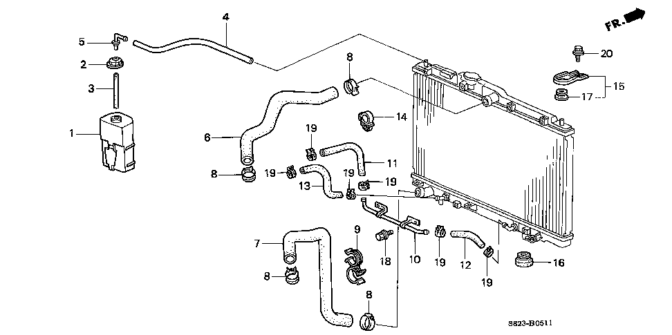 19501-P8C-A00 - HOSE, WATER (UPPER)