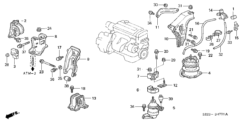 50827-S84-A80 - BRACKET, RR. ENGINE MOUNTING