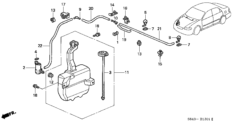 76810-S84-A02 - NOZZLE ASSY., R. WINDSHIELD WASHER