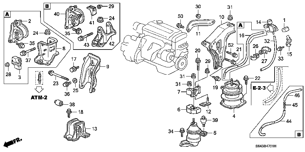 50827-S0A-980 - BRACKET, RR. ENGINE MOUNTING