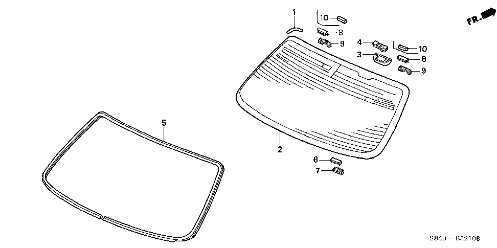73250-S84-A01 - MOLDING, RR. WINDSHIELD
