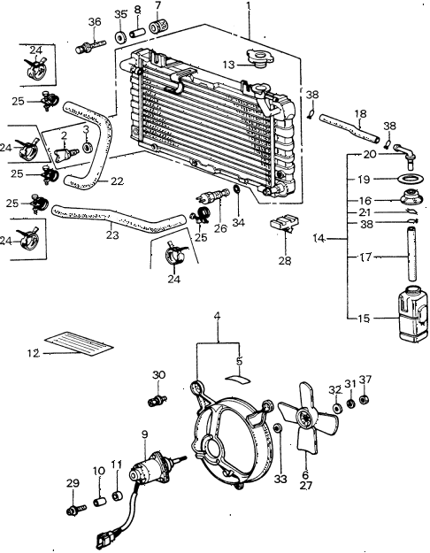 1980 civic GL(1500) 3 DOOR 5MT RADIATOR (2) diagram