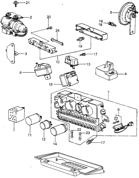 1980 civic ** 5 DOOR 5MT FUSE BOX - RELAY - HORN (1) diagram 1980 civic ** 5 DOOR 5MT FUSE BOX - RELAY - HORN (1) diagram