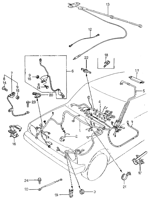 1982 civic **(WAGOVAN) 5 DOOR 5MT WIRE HARNESS - GROUND CABLE - ANTENNA diagram 1982 civic **(WAGOVAN) 5 DOOR 5MT WIRE HARNESS - GROUND CABLE - ANTENNA diagram