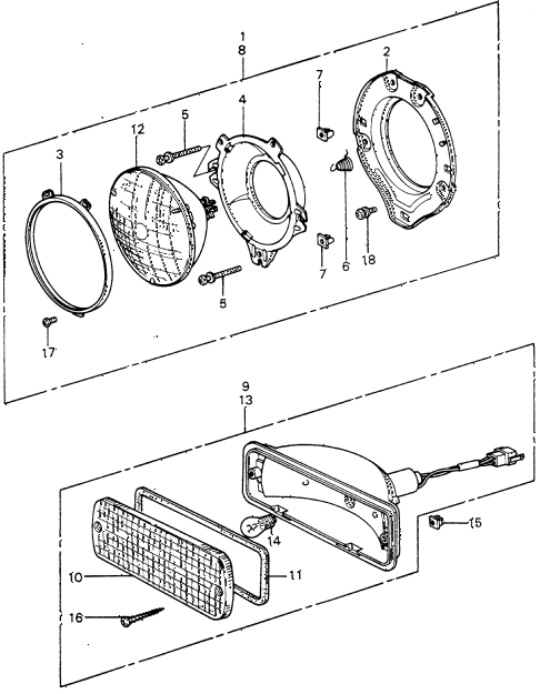 1980 civic ** 5 DOOR HMT HEADLIGHT - FRONT COMBINATION LIGHT (1) diagram