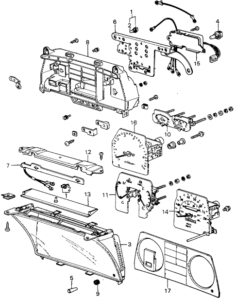 1982 civic **(1300) 3 DOOR 4MT SPEEDOMETER - TACHOMETER COMPONENTS (3) (DENSO) diagram 1982 civic **(1300) 3 DOOR 4MT SPEEDOMETER - TACHOMETER COMPONENTS (3) (DENSO) diagram