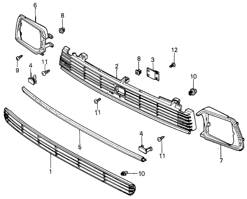 1982 civic **(1300) 3 DOOR 4MT FRONT GRILLE (2) diagram 1982 civic **(1300) 3 DOOR 4MT FRONT GRILLE (2) diagram