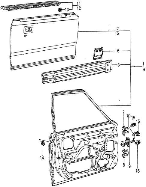 1982 civic **(WAGOVAN) 5 DOOR 5MT DOOR PANEL (2) diagram 1982 civic **(WAGOVAN) 5 DOOR 5MT DOOR PANEL (2) diagram