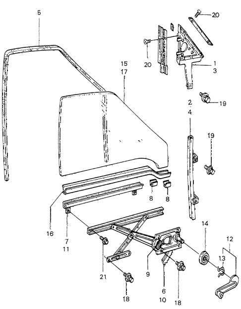 1980 civic ** 5 DOOR HMT DOOR WINDOW (2) diagram 1980 civic ** 5 DOOR HMT DOOR WINDOW (2) diagram