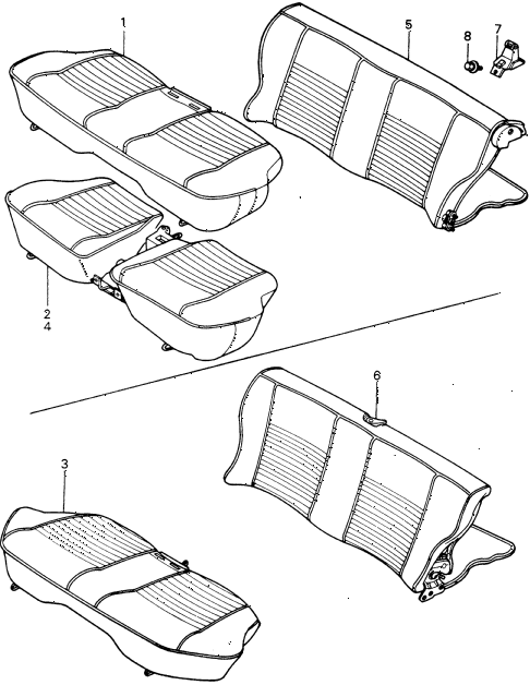 1982 civic DX(1500) 3 DOOR 5MT REAR SEAT diagram