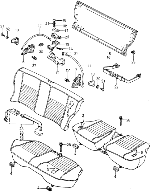 1980 civic GL(1500) 3 DOOR 5MT REAR SEAT COMPONENTS - SEAT BELT (2) diagram