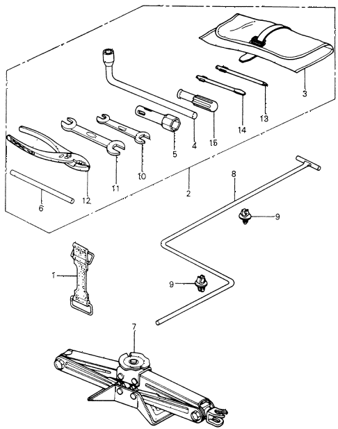 1980 civic FE(1300) 3 DOOR 5MT TOOLS - JACK diagram 1980 civic FE(1300) 3 DOOR 5MT TOOLS - JACK diagram