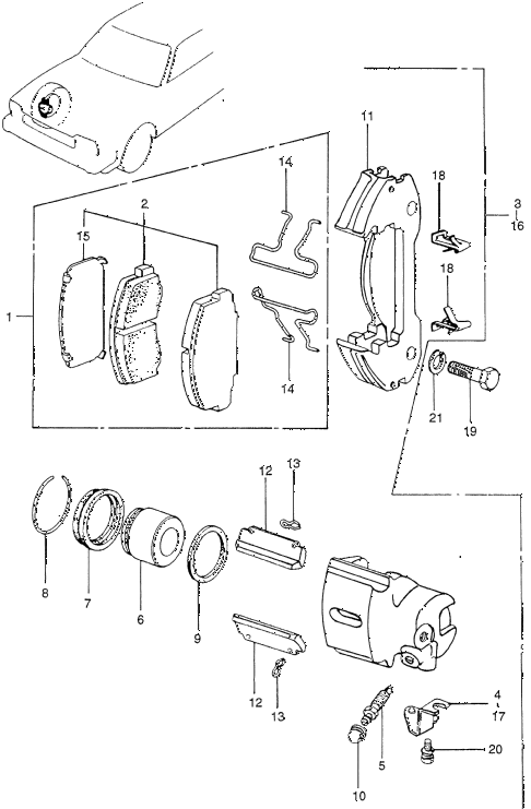 1980 civic ** 5 DOOR 5MT FRONT BRAKE (2) diagram 1980 civic ** 5 DOOR 5MT FRONT BRAKE (2) diagram