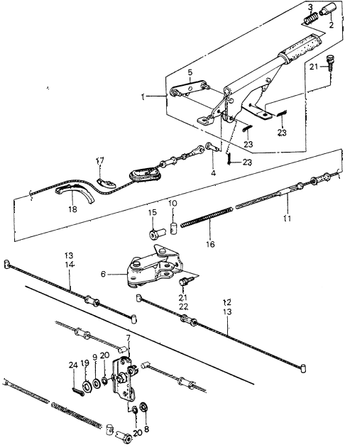 1980 civic FE(1300) 3 DOOR 5MT PARKING BRAKE diagram